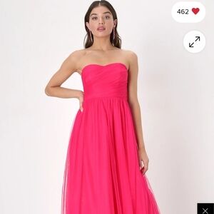 Lulu's Vibrant Pink Strapless Dress